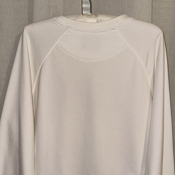 Champion M White Crewneck French Terry Cloth Inner Pullover Crop Sweatshirt - Picture 4 of 11